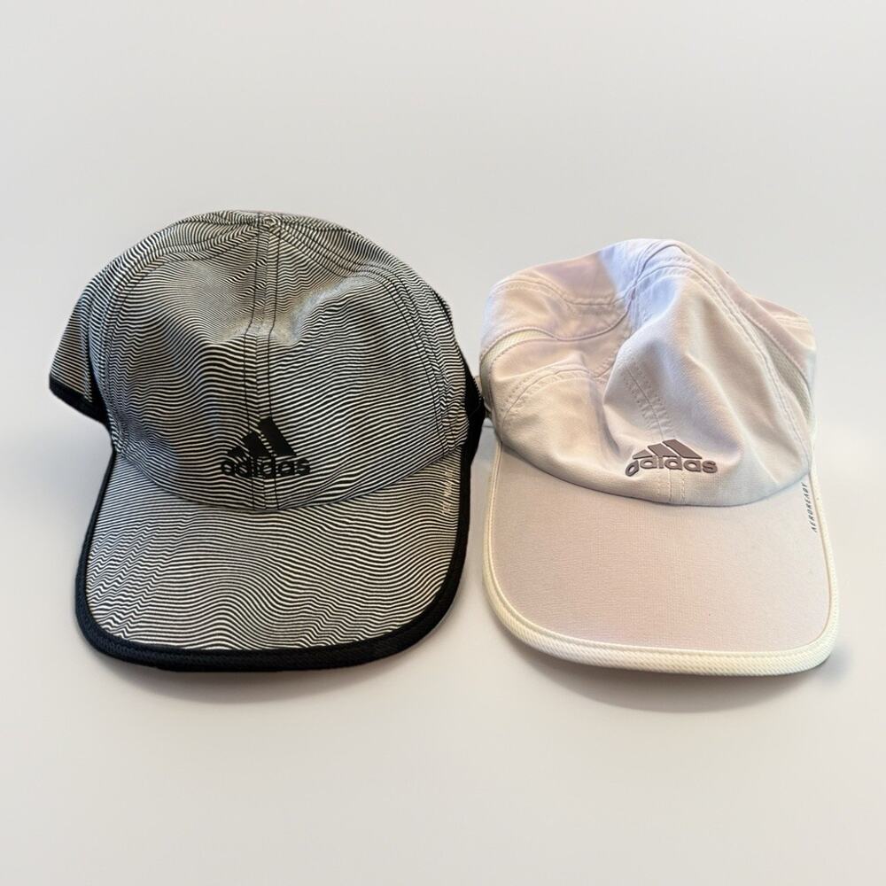 Lot Of 2 Adidas Unisex Aeroready Climalite Lightweight Running Strapback Hat Cap